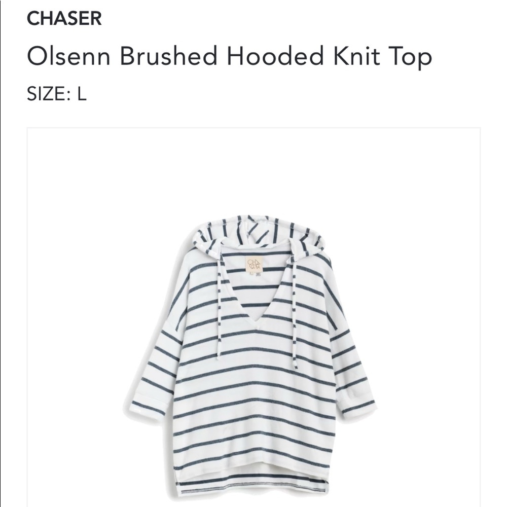 White and blue striped hooded top